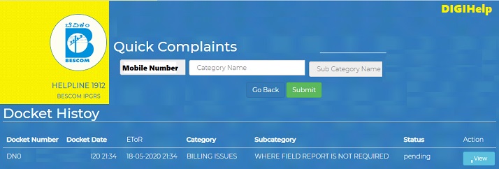 Register BESCOM Complaint